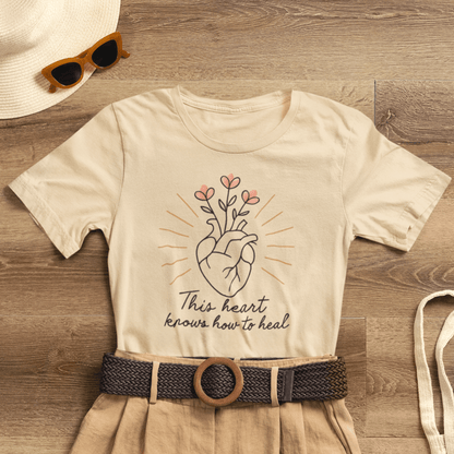 Healing Heart – Self - Growth Affirmation Tee with Floral Heart Design - Spirit Stitch
