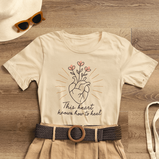 Healing Heart – Self - Growth Affirmation Tee with Floral Heart Design - Spirit Stitch