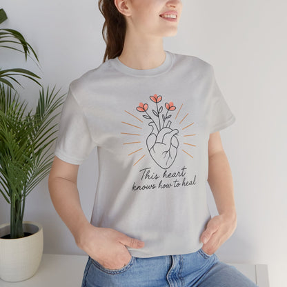Healing Heart – Self - Growth Affirmation Tee with Floral Heart Design - Spirit Stitch