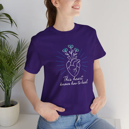 Healing Heart Tee – Radiant Blue Heart & Florals on Black | Spirit Stitch - Spirit Stitch