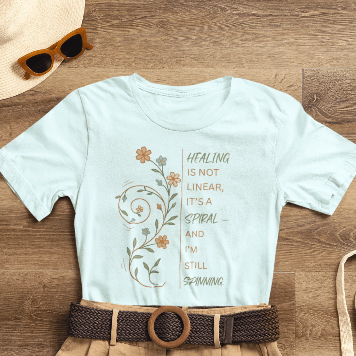 Healing Is Not Linear Spiral T-Shirt – Inspirational Self Care Tee - Spirit Stitch