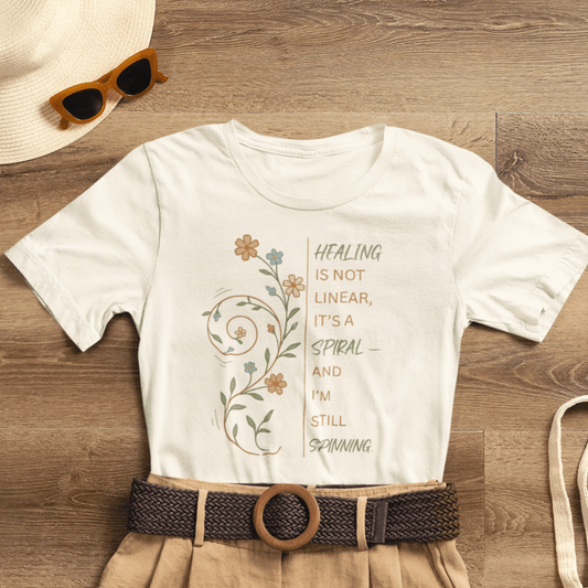 Healing Is Not Linear Spiral T-Shirt – Inspirational Self Care Tee - Spirit Stitch