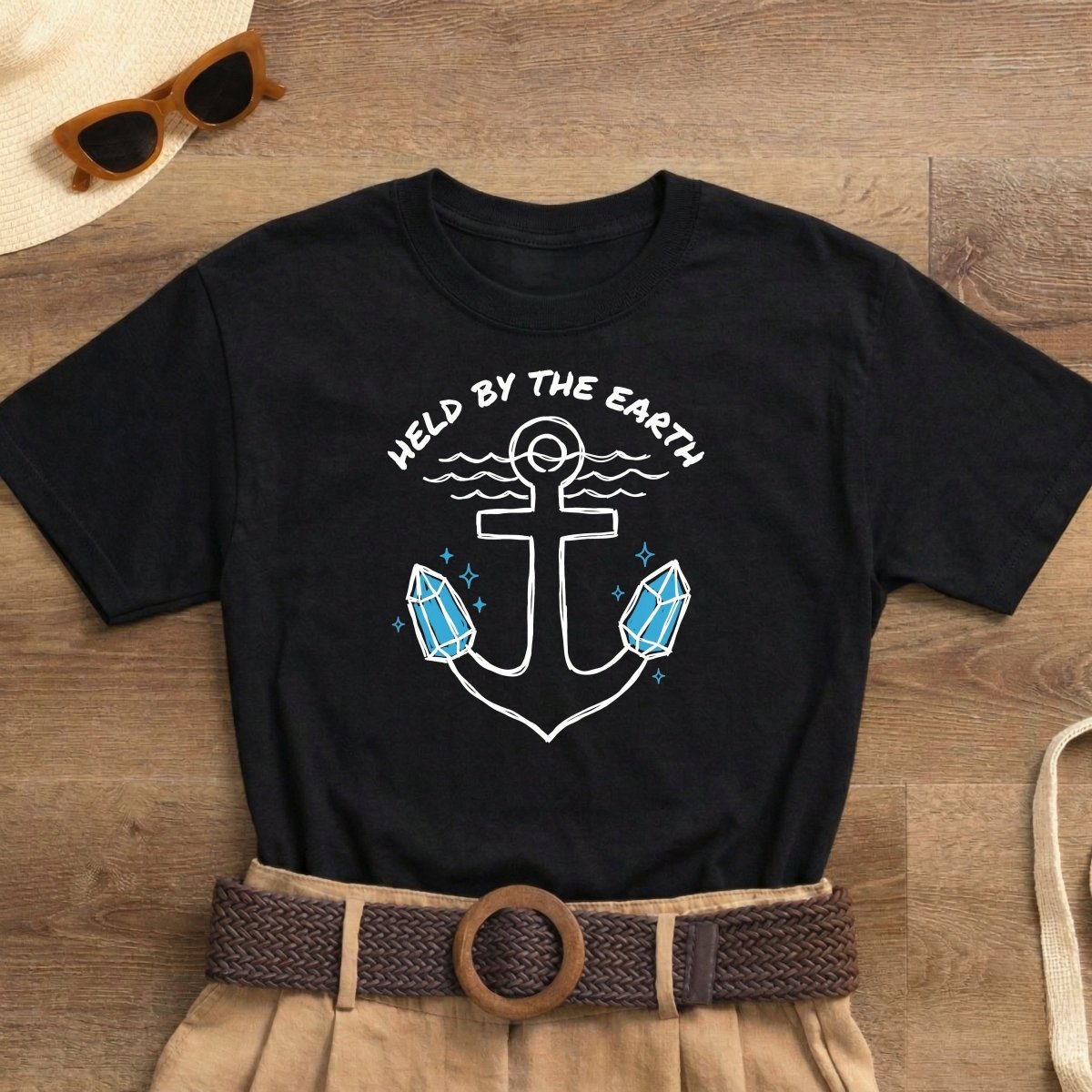 Held by the Earth Shirt | Classic Heavy Cotton Tee | Anchor Crystal Tee | Grounding Gift | Earth Energy Shirt - Spirit Stitch