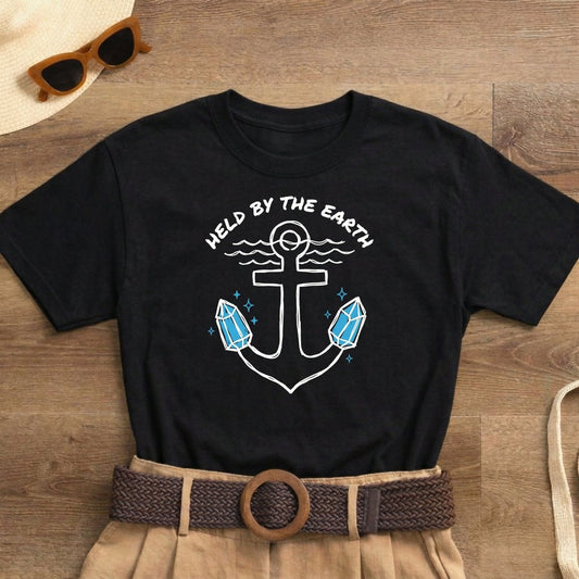 Held by the Earth Shirt | Classic Heavy Cotton Tee | Anchor Crystal Tee | Grounding Gift | Earth Energy Shirt - Spirit Stitch