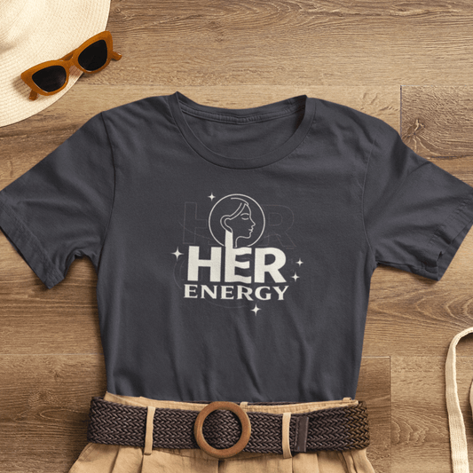 Honor Her Energy T-Shirt, a feminine empowerment graphic tee for women, featuring modern self-worth statement and stylish design.