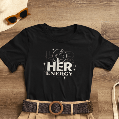 Honor Her Energy T-Shirt, a feminine empowerment graphic tee featuring a modern self-worth statement for women.
