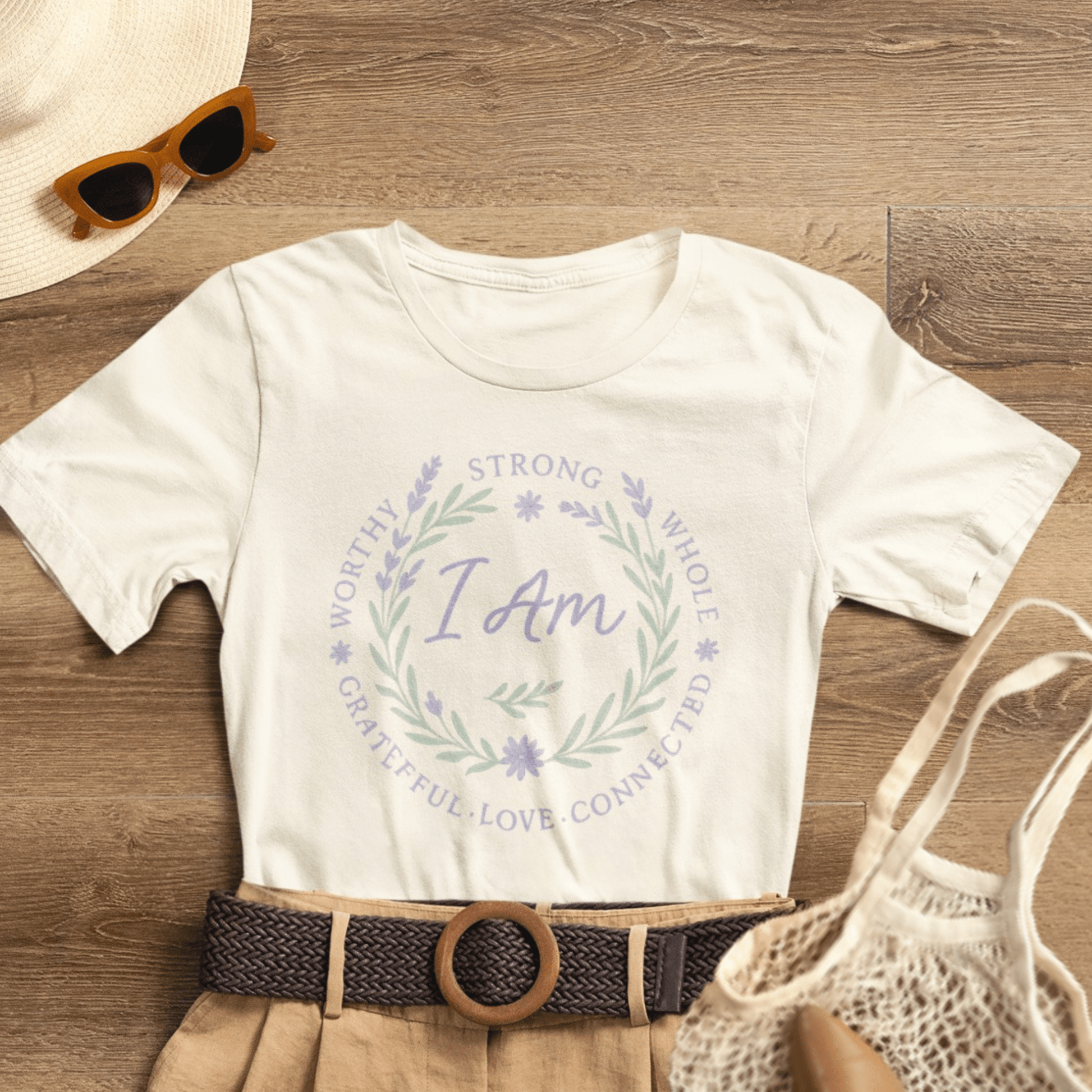 I Am Affirmation Shirt – Positive Self Worth Botanical Tee - Spirit Stitch