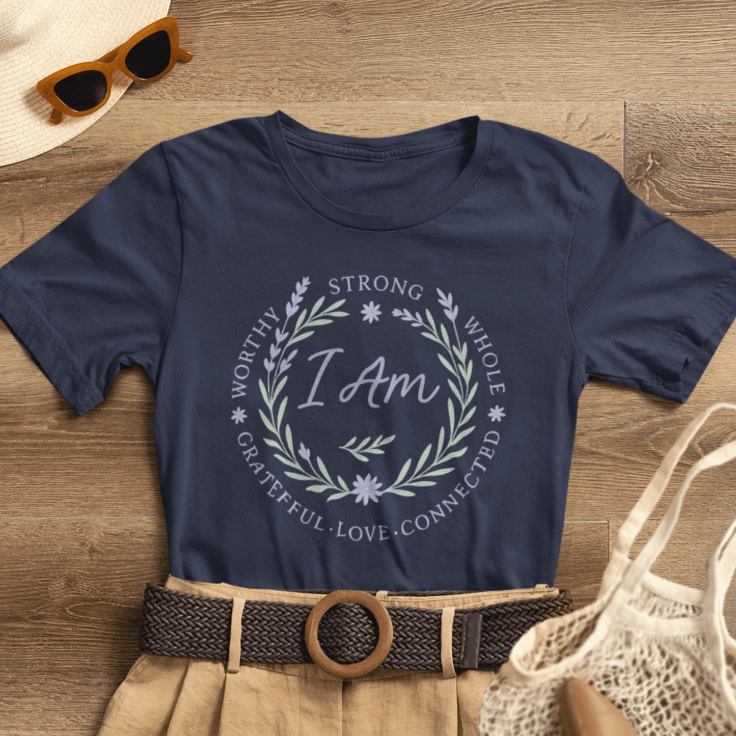 I Am Affirmation Shirt – Positive Self Worth Botanical Tee - Spirit Stitch