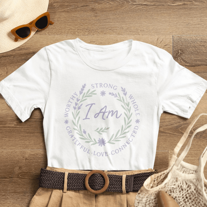 I Am Affirmation Shirt – Positive Self Worth Botanical Tee - Spirit Stitch