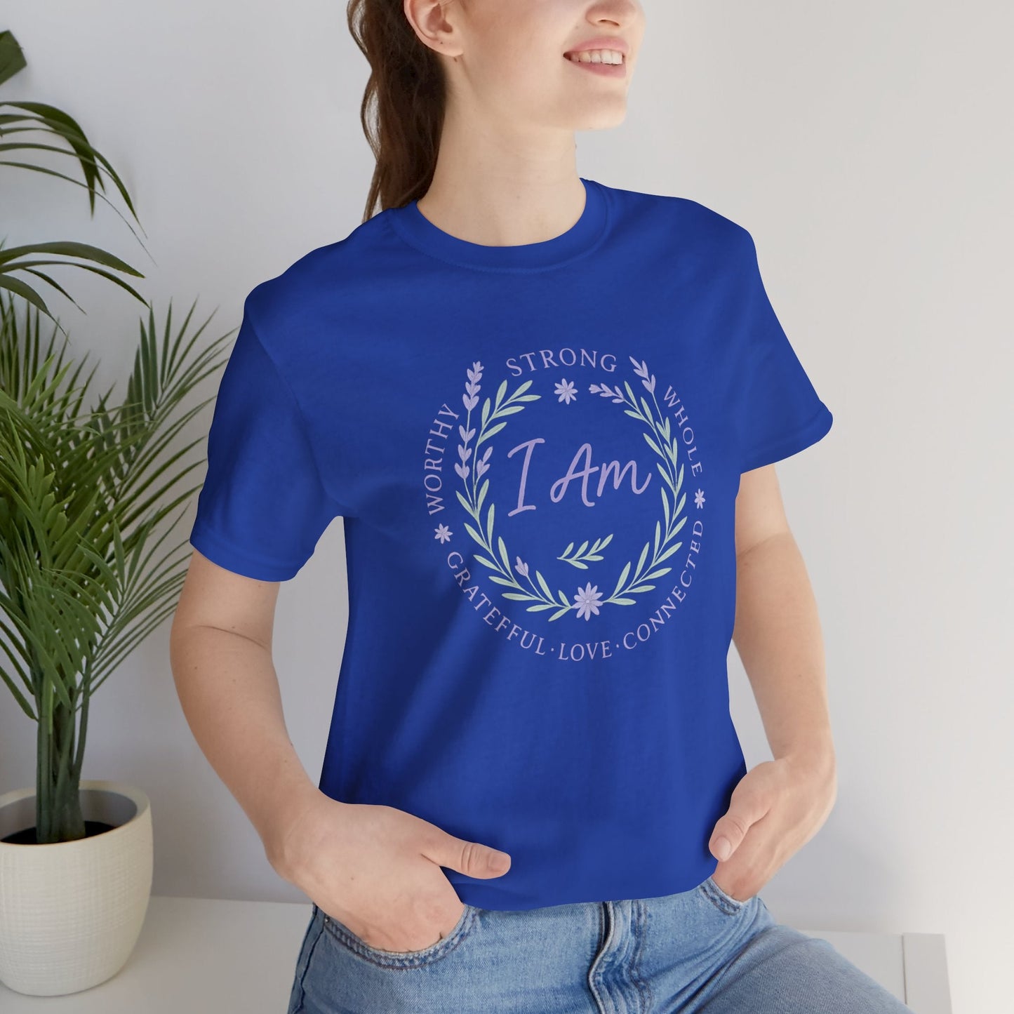 I Am Affirmation Shirt – Positive Self Worth Botanical Tee - Spirit Stitch