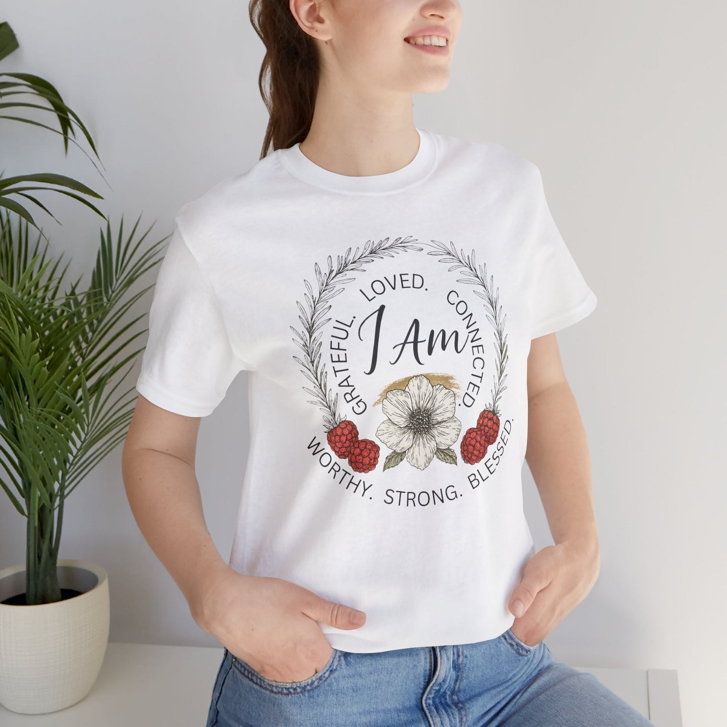 I Am Affirmation Shirt – Self Love T-Shirt, Empowerment Wreath Tee, Grateful Worthy Strong Blessed Top - Spirit Stitch