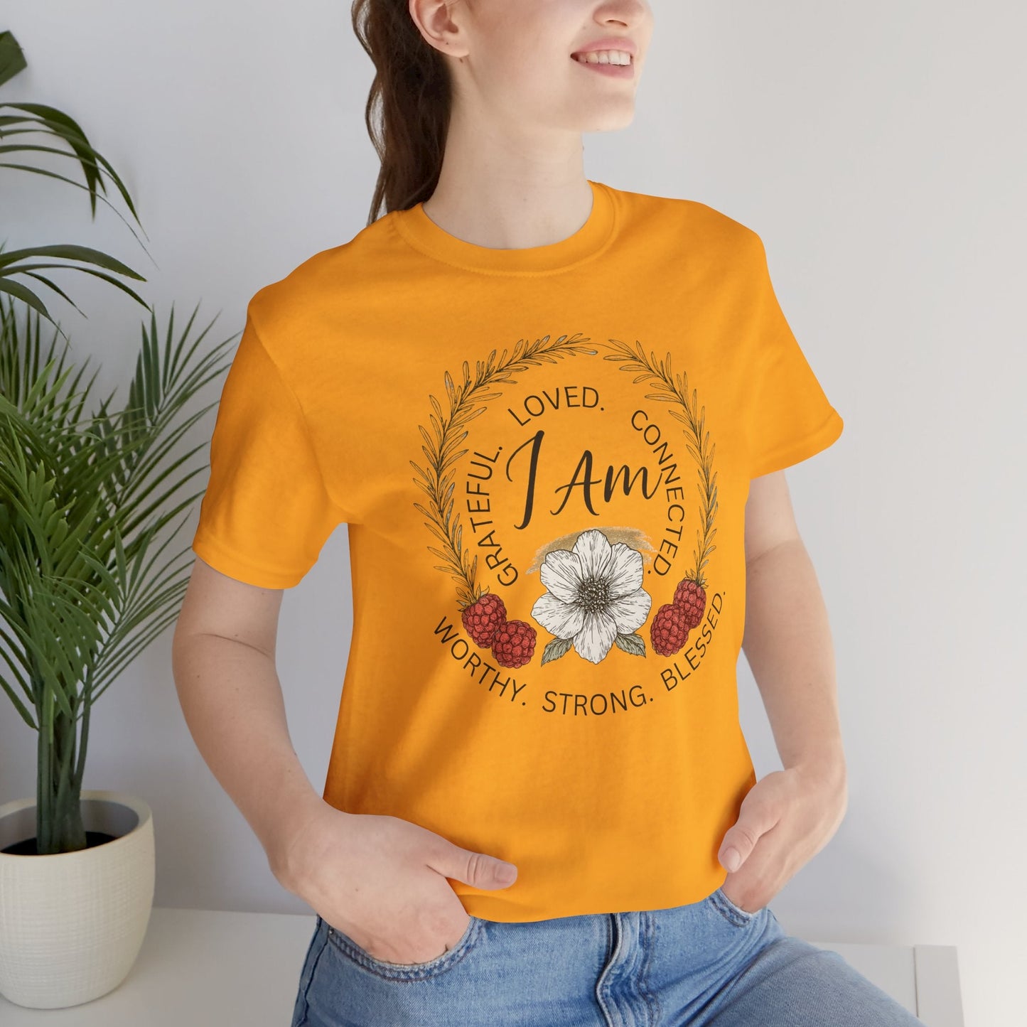 I Am Affirmation Shirt – Self Love T-Shirt, Empowerment Wreath Tee, Grateful Worthy Strong Blessed Top - Spirit Stitch