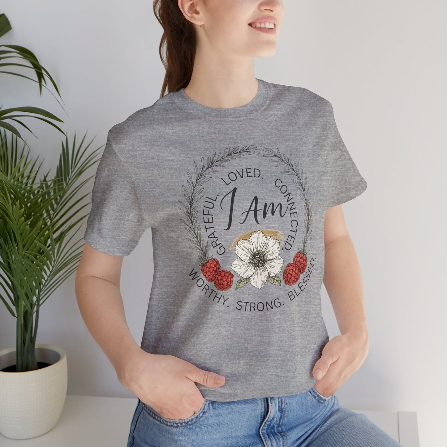 I Am Affirmation Shirt – Self Love T-Shirt, Empowerment Wreath Tee, Grateful Worthy Strong Blessed Top - Spirit Stitch