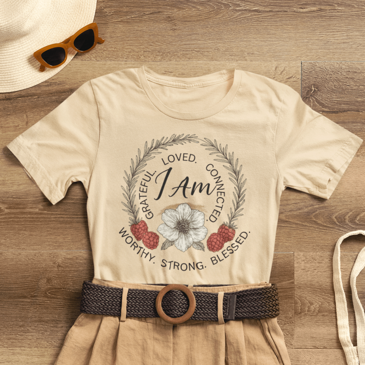I Am Affirmation Shirt – Self Love T-Shirt, Empowerment Wreath Tee, Grateful Worthy Strong Blessed Top - Spirit Stitch