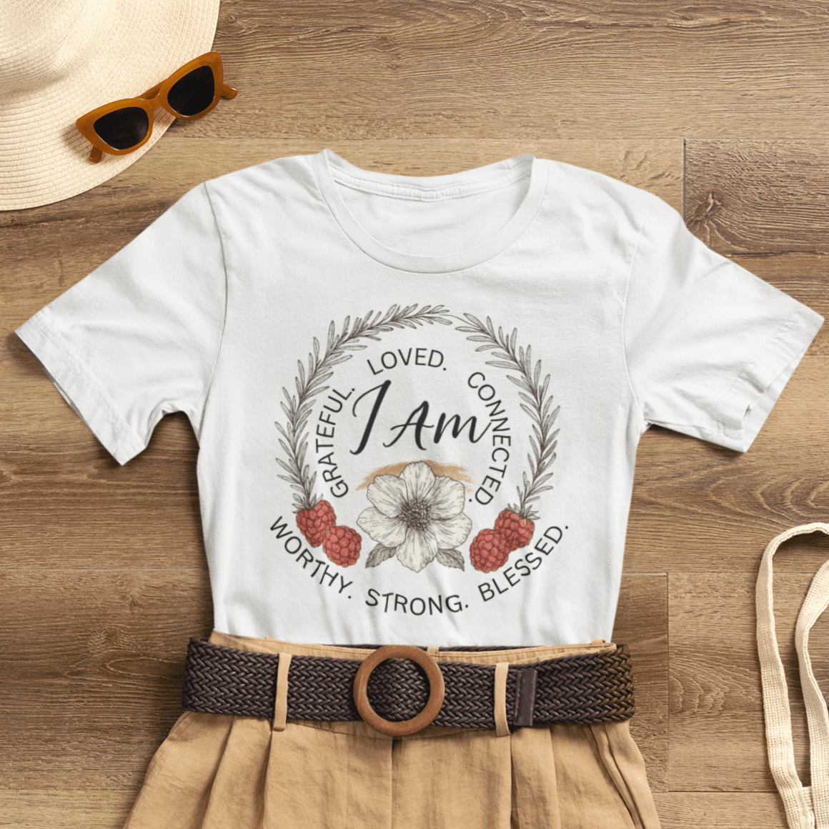 I Am Affirmation Shirt – Self Love T-Shirt, Empowerment Wreath Tee, Grateful Worthy Strong Blessed Top - Spirit Stitch