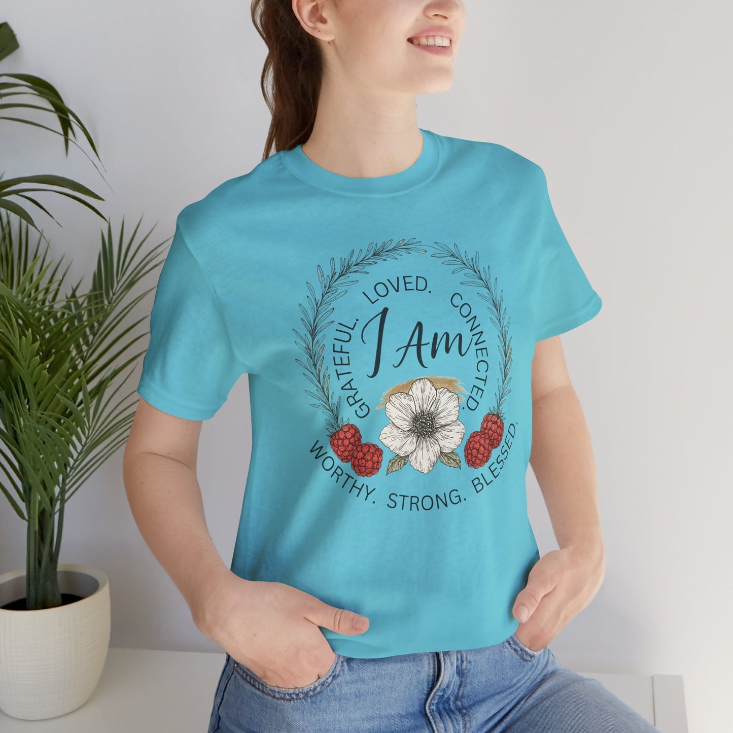 I Am Affirmation Shirt – Self Love T-Shirt, Empowerment Wreath Tee, Grateful Worthy Strong Blessed Top - Spirit Stitch