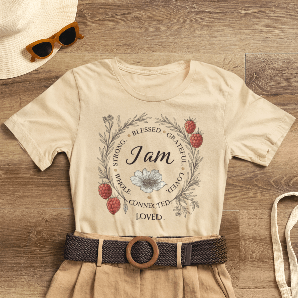 I Am Aligned & Loved – Spiritual Botanical Affirmation Tee - Spirit Stitch