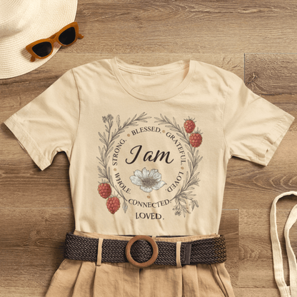I Am Aligned & Loved – Spiritual Botanical Affirmation Tee - Spirit Stitch
