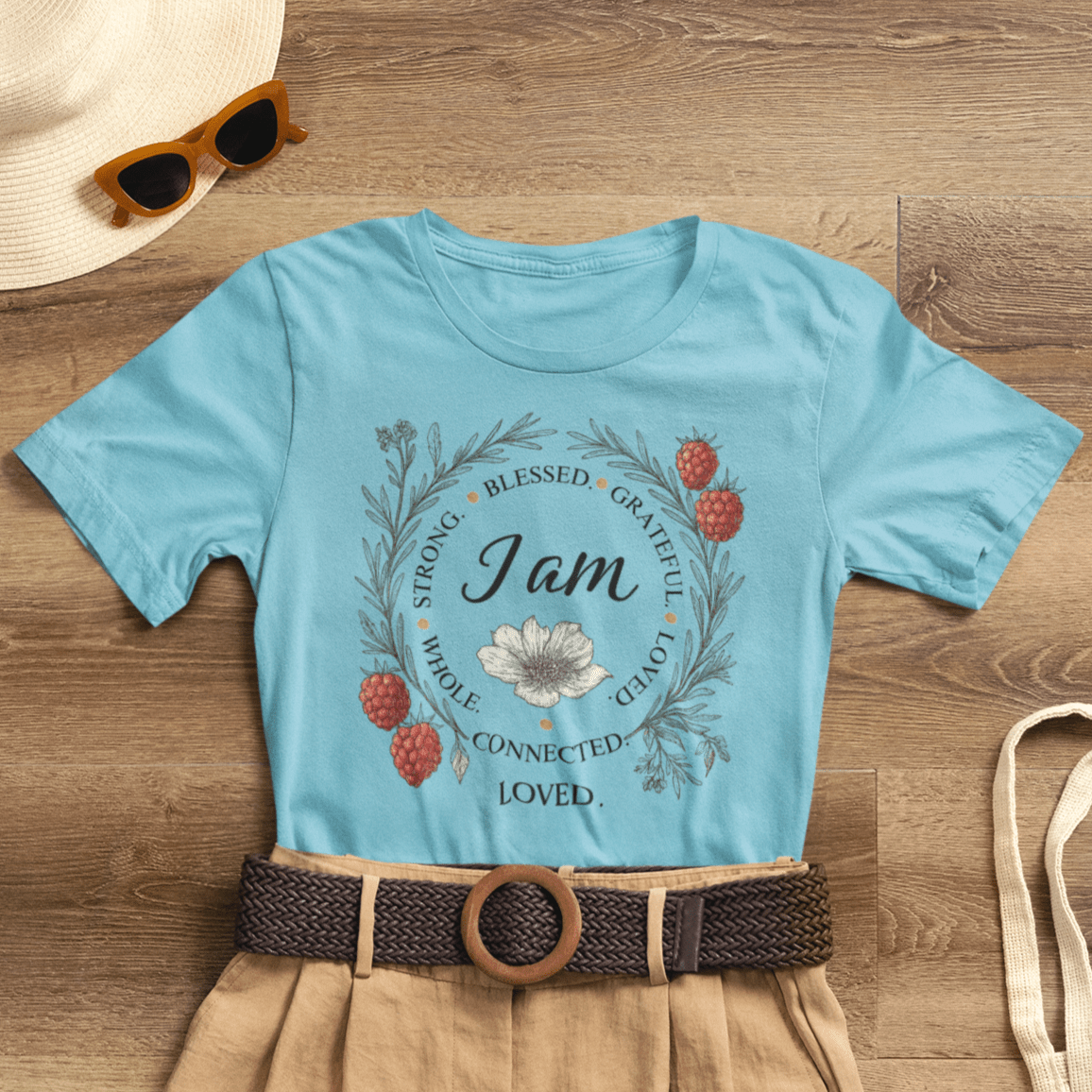 I Am Aligned & Loved – Spiritual Botanical Affirmation Tee - Spirit Stitch