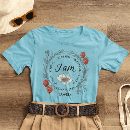 I Am Aligned & Loved – Spiritual Botanical Affirmation Tee - Spirit Stitch