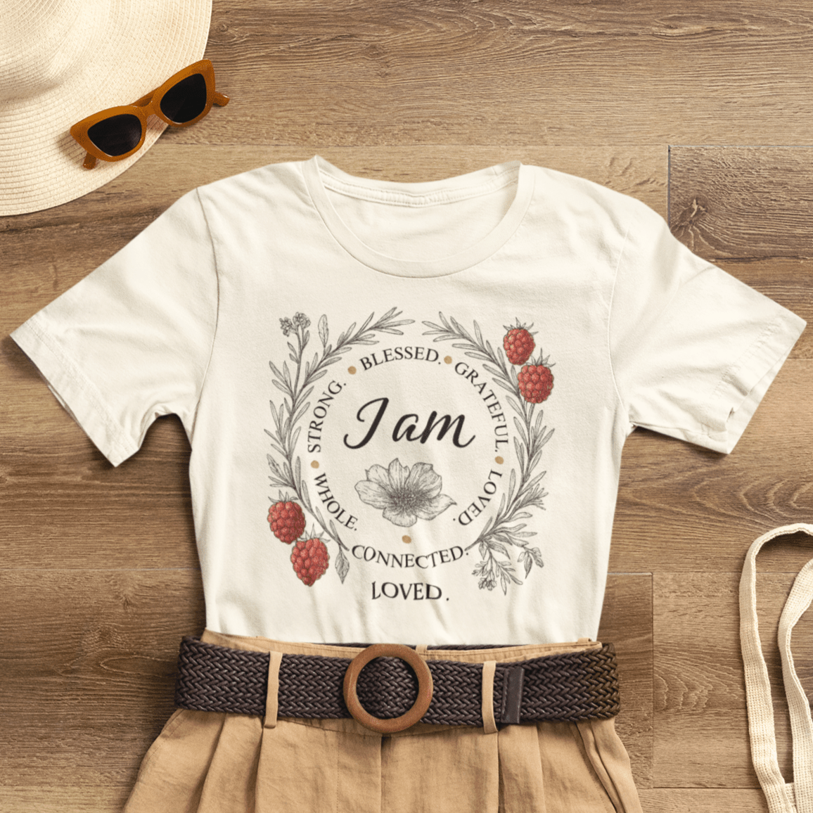 I Am Aligned & Loved – Spiritual Botanical Affirmation Tee - Spirit Stitch