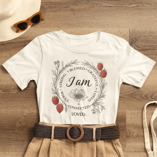 I Am Aligned & Loved – Spiritual Botanical Affirmation Tee - Spirit Stitch