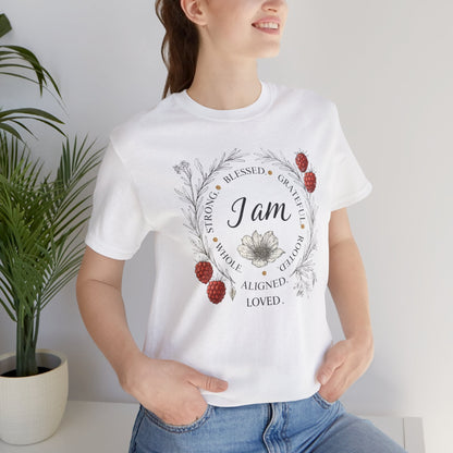 I Am Aligned & Loved – Spiritual Botanical Affirmation Tee - Spirit Stitch