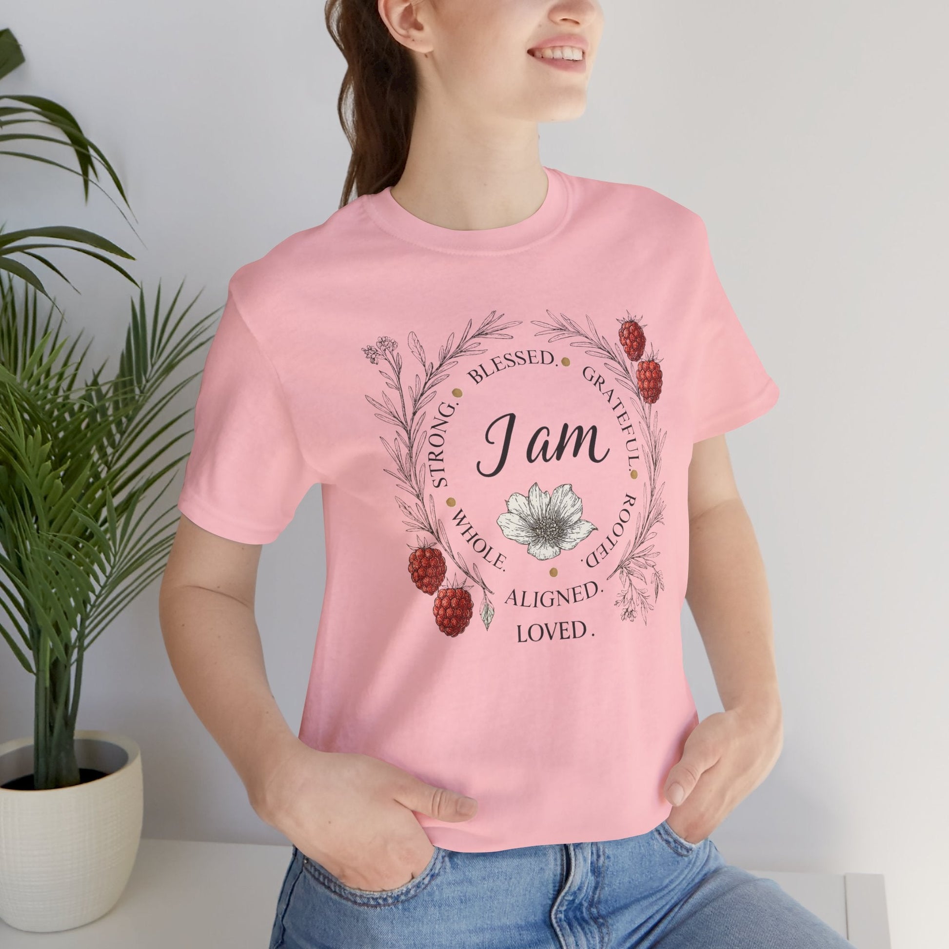I Am Aligned & Loved – Spiritual Botanical Affirmation Tee - Spirit Stitch
