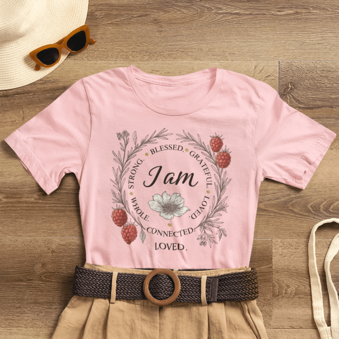 I Am Aligned & Loved – Spiritual Botanical Affirmation Tee - Spirit Stitch