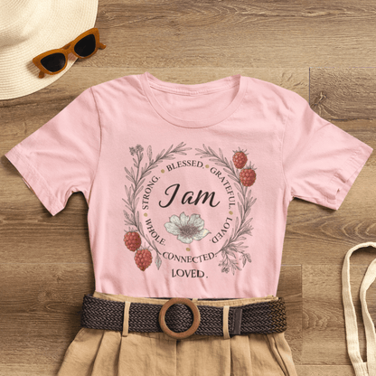 I Am Aligned & Loved – Spiritual Botanical Affirmation Tee - Spirit Stitch