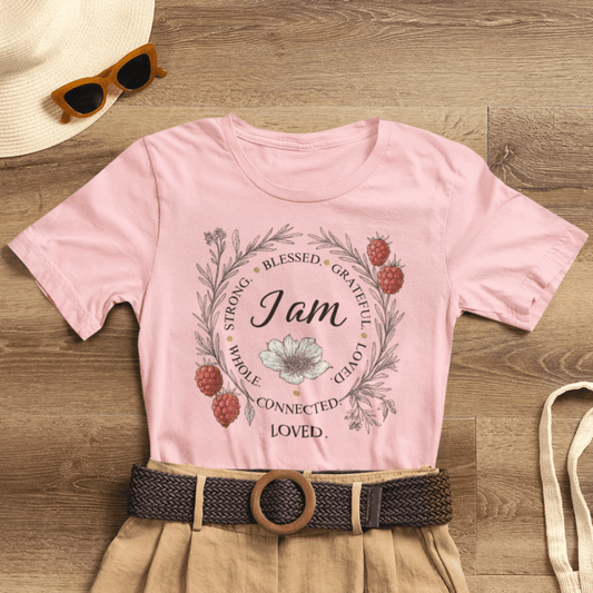 I Am Aligned & Loved – Spiritual Botanical Affirmation Tee - Spirit Stitch