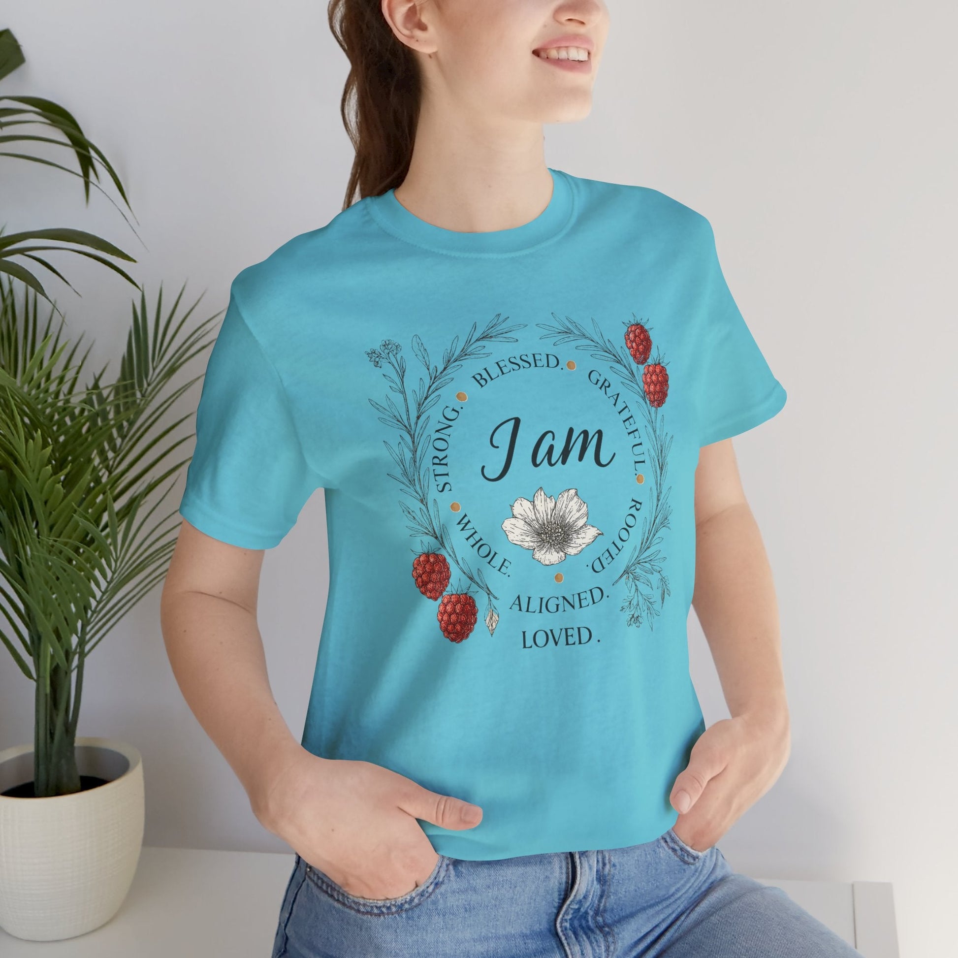 I Am Aligned & Loved – Spiritual Botanical Affirmation Tee - Spirit Stitch