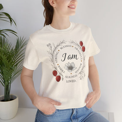 I Am Aligned & Loved – Spiritual Botanical Affirmation Tee - Spirit Stitch