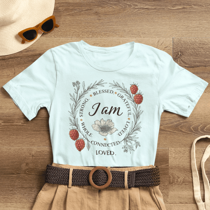 I Am Aligned & Loved – Spiritual Botanical Affirmation Tee - Spirit Stitch