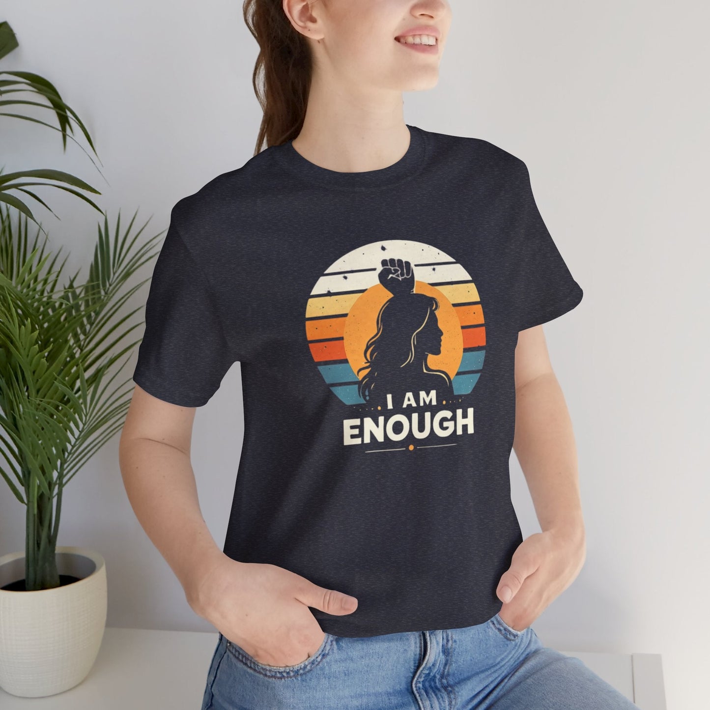 I Am Enough Retro Feminist T-Shirt – Vintage Sunset Empowerment Tee – Strong Woman Statement Graphic Shirt - Spirit Stitch