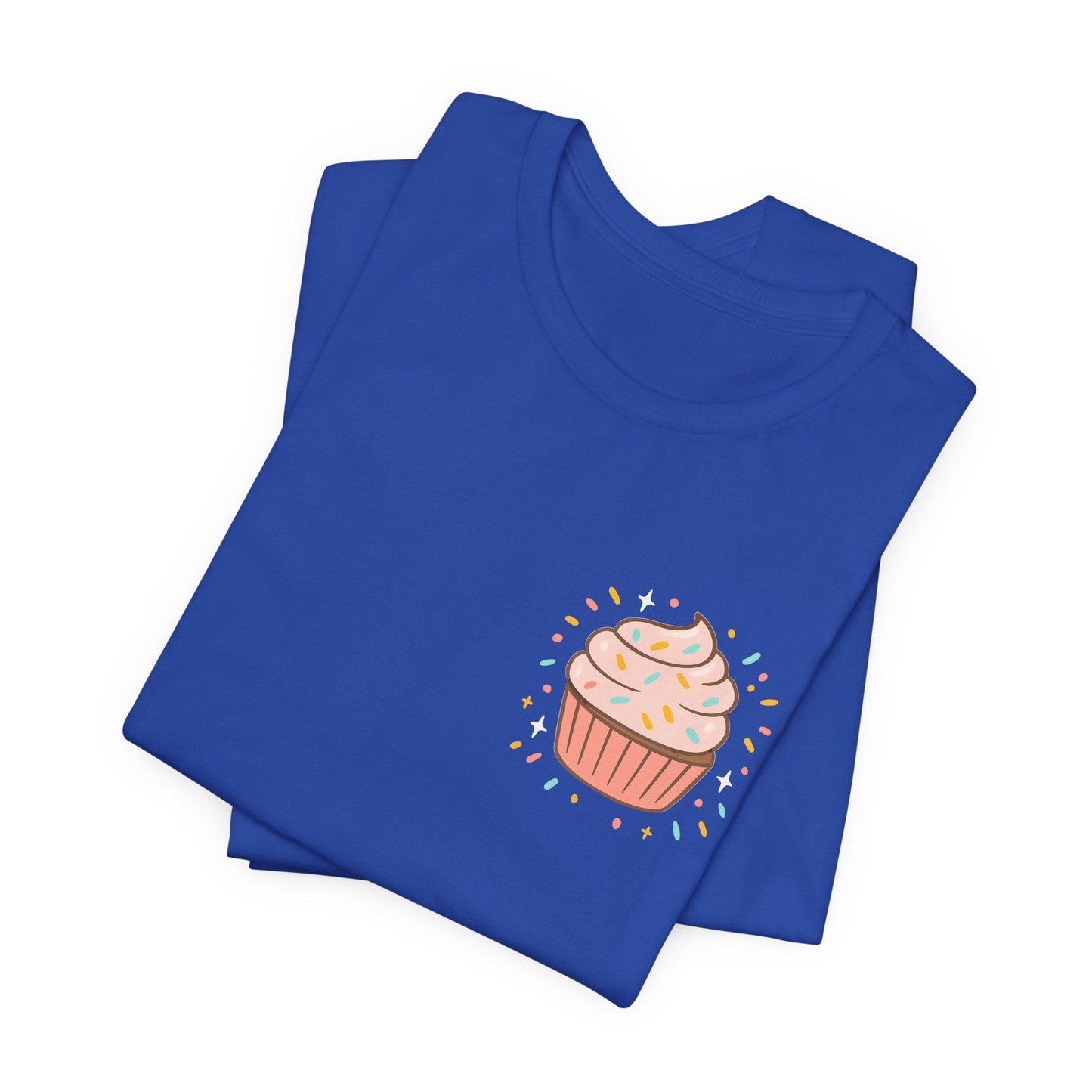 Printify I Bite Back Sweetly T-Shirt with cupcake graphic and sassy quote, front and back view of this stylish graphic tee.