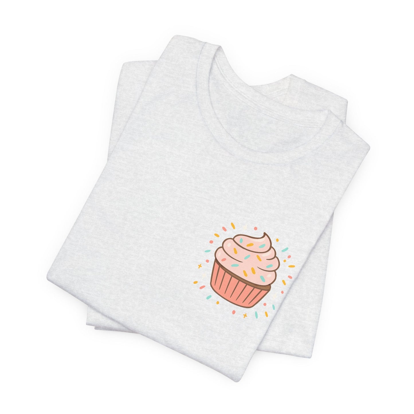 Printify I Bite Back Sweetly T-shirt with cupcake graphic and sassy quote, front and back design, casual graphic tee.