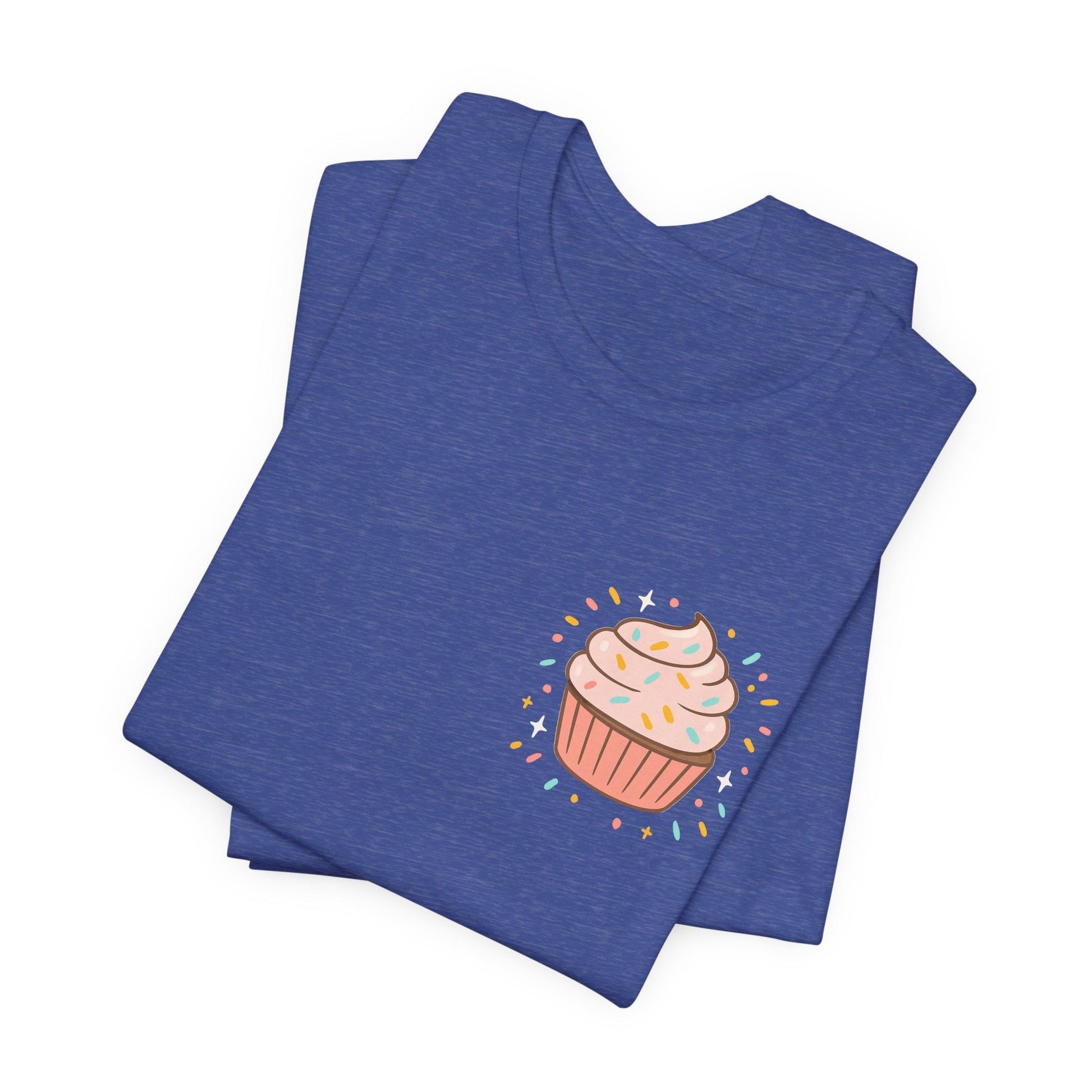 Printify I Bite Back Sweetly T-shirt with cupcake graphic and sassy quote, front and back view, casual graphic tee.