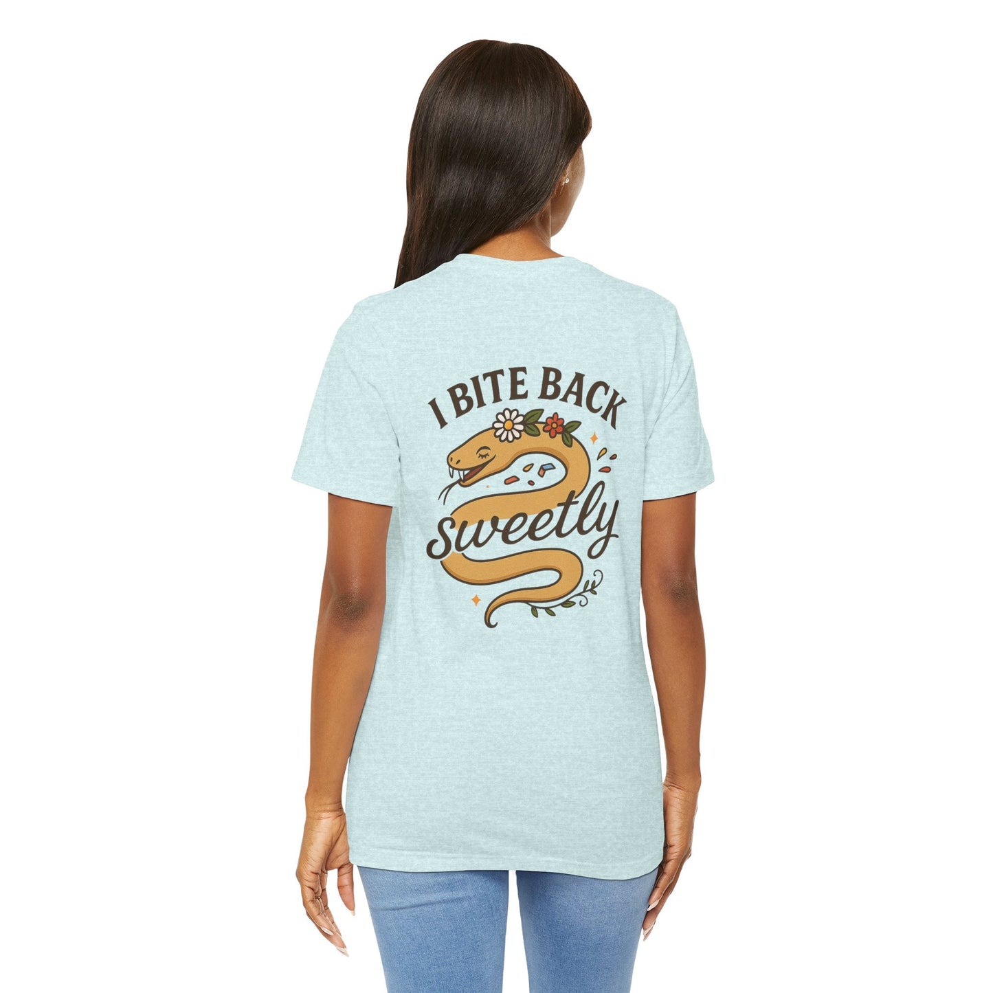 I Bite Back Sweetly Shirt – Front & Back Floral Graphic Tee with Sassy Quote - Spirit Stitch