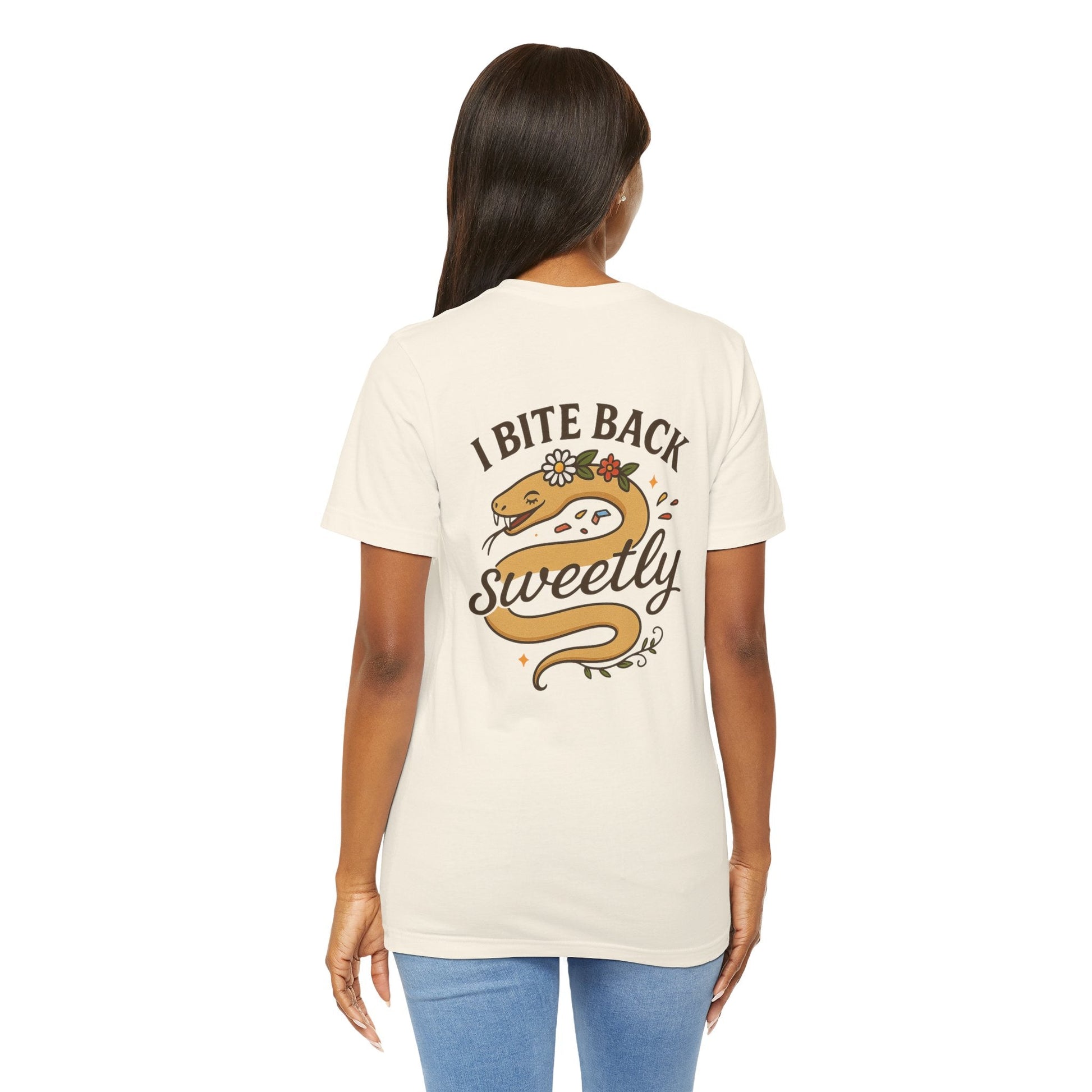 I Bite Back Sweetly Shirt – Front & Back Floral Graphic Tee with Sassy Quote - Spirit Stitch