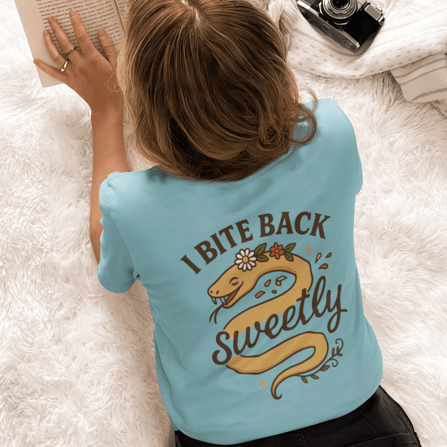 I Bite Back Sweetly Shirt – Front & Back Floral Graphic Tee with Sassy Quote - Spirit Stitch