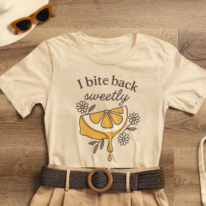 I Bite Back Sweetly T-Shirt – Citrus Sass with Soft Energy - Spirit Stitch