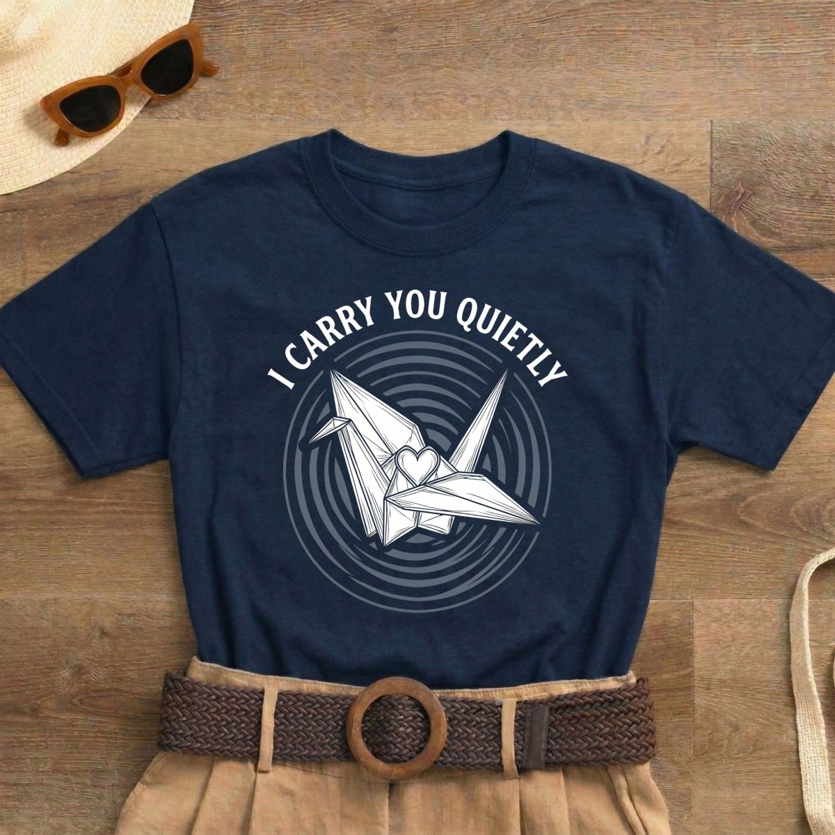 I Carry You Quietly Shirt | Classic Heavy Cotton Tee | Grief Memorial Tee | Paper Crane Gift | Loss Remembrance Shirt - Spirit Stitch