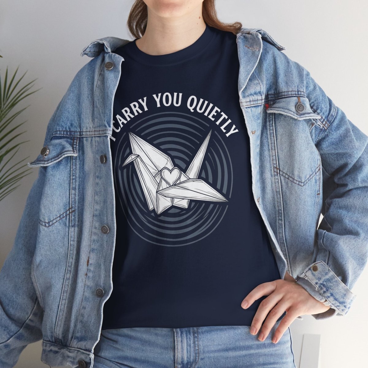 I Carry You Quietly Shirt | Classic Heavy Cotton Tee | Grief Memorial Tee | Paper Crane Gift | Loss Remembrance Shirt - Spirit Stitch