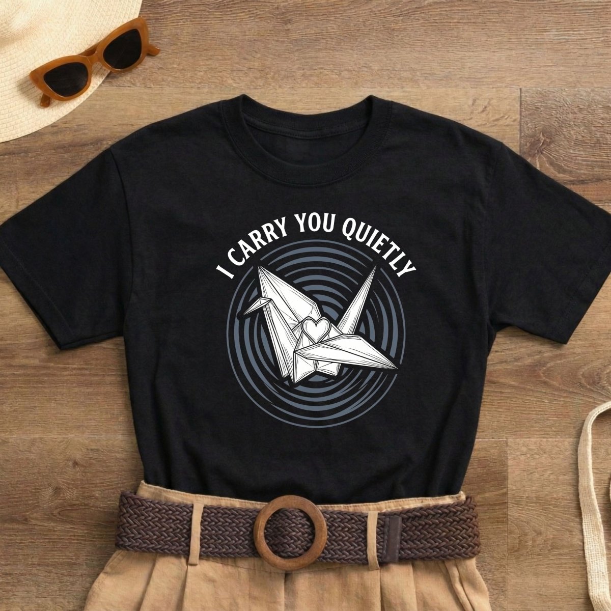 I Carry You Quietly Shirt | Classic Heavy Cotton Tee | Grief Memorial Tee | Paper Crane Gift | Loss Remembrance Shirt - Spirit Stitch