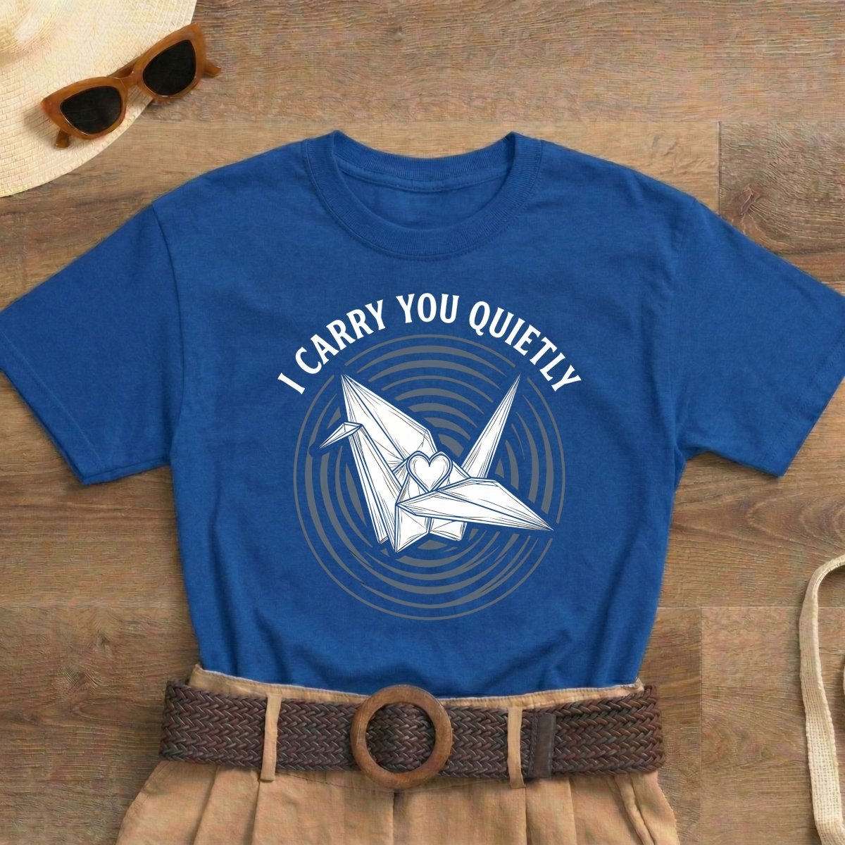 I Carry You Quietly Shirt | Classic Heavy Cotton Tee | Grief Memorial Tee | Paper Crane Gift | Loss Remembrance Shirt - Spirit Stitch