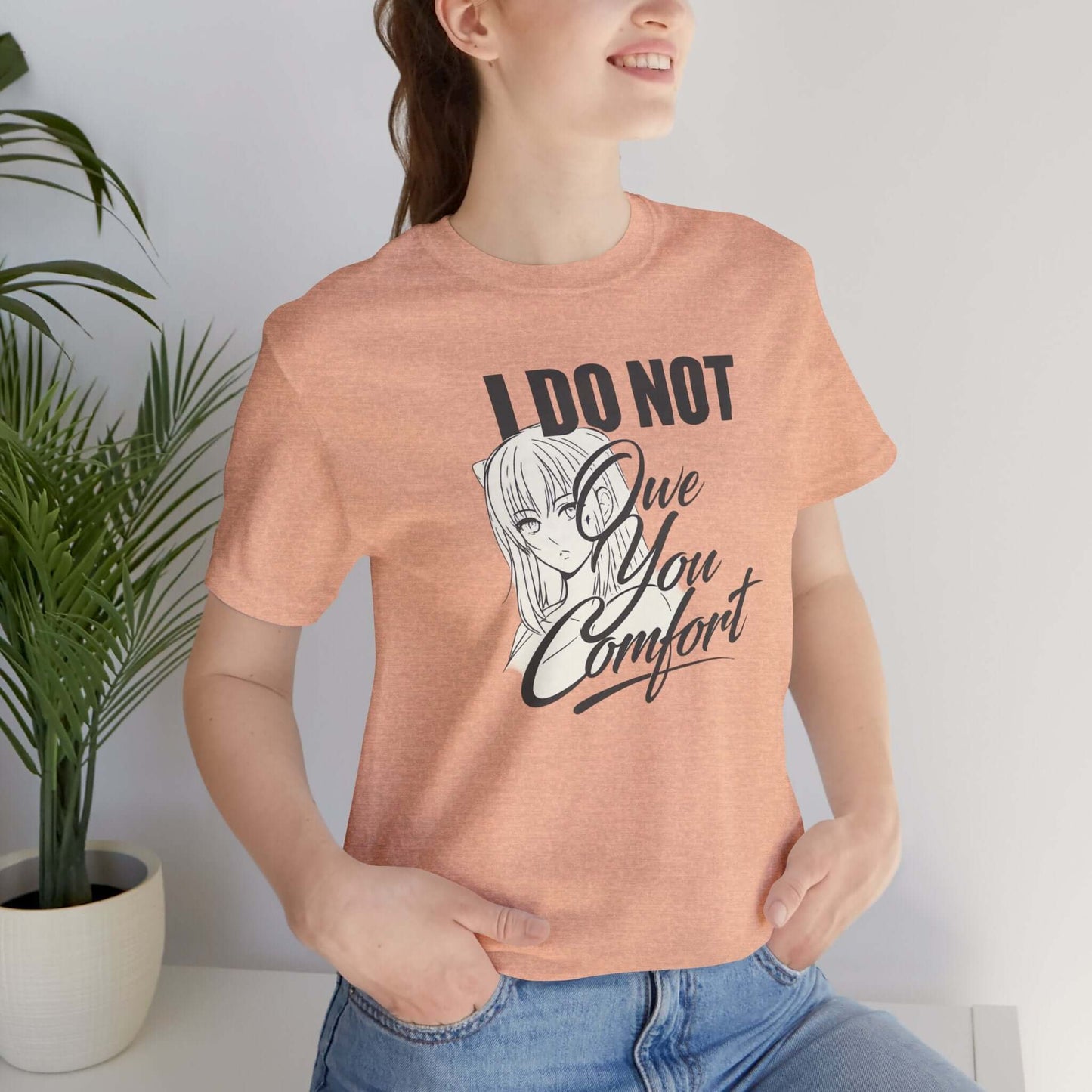 I Do Not Owe You Comfort T-Shirt – Bold Boundaries Minimalist Anime Graphic Shirt - Spirit Stitch