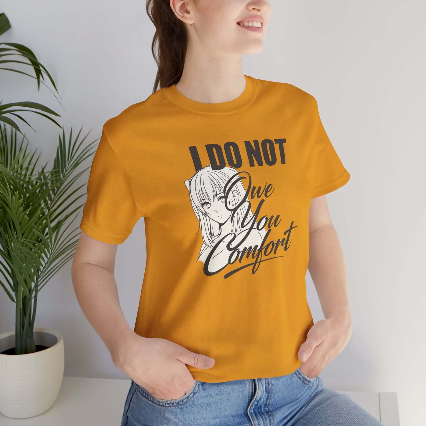 I Do Not Owe You Comfort T-Shirt – Bold Boundaries Minimalist Anime Graphic Shirt - Spirit Stitch