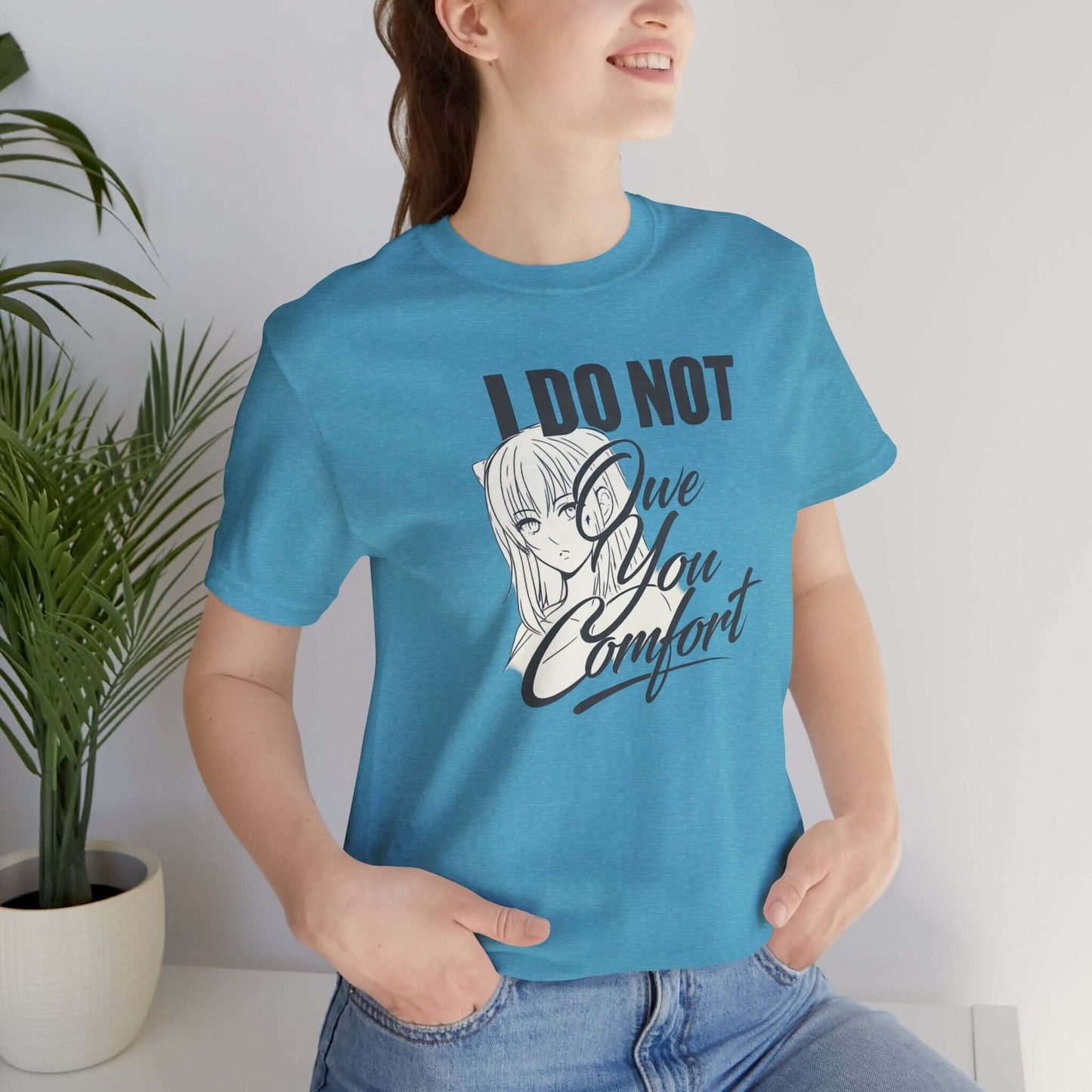 I Do Not Owe You Comfort T-Shirt – Bold Boundaries Minimalist Anime Graphic Shirt - Spirit Stitch