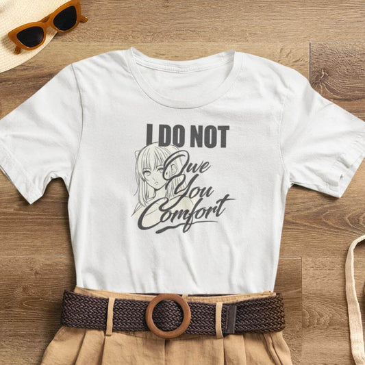 I Do Not Owe You Comfort T-Shirt – Bold Boundaries Minimalist Anime Graphic Shirt - Spirit Stitch